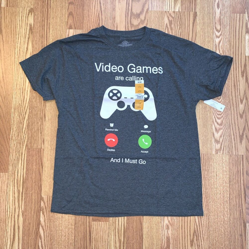 New Video Games are Calling Game Controller Men’s T-Shirt Tee Size 42-44 LARGE